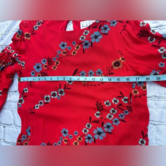Nicole Miler Floral embroidered Pom Pom Dress size 4 bell sleeve - Picture 8 of 11